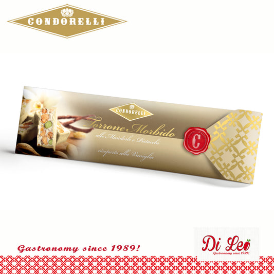 Condorelli Almond and Pistachio Nougat Covered with Vanilla flavoured Chocolate 150g